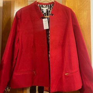 Chicos | Red Jacket | Plus Size 20/22 | Gold Zippered Pockets
